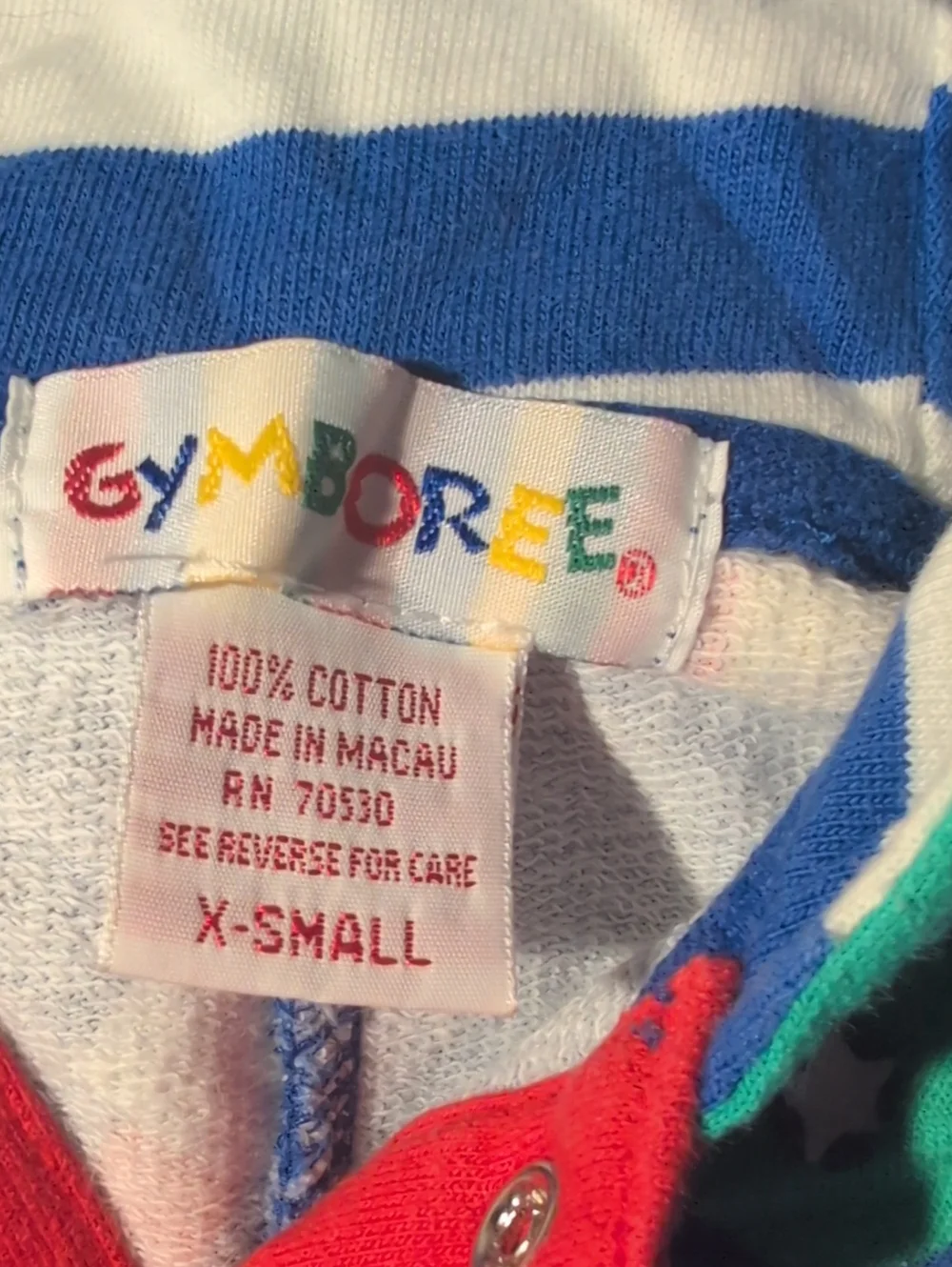 Vintage 1990s Gymboree Rainbow Tag Hooded Romper Jumpsuit Number Print‎ Rare XS